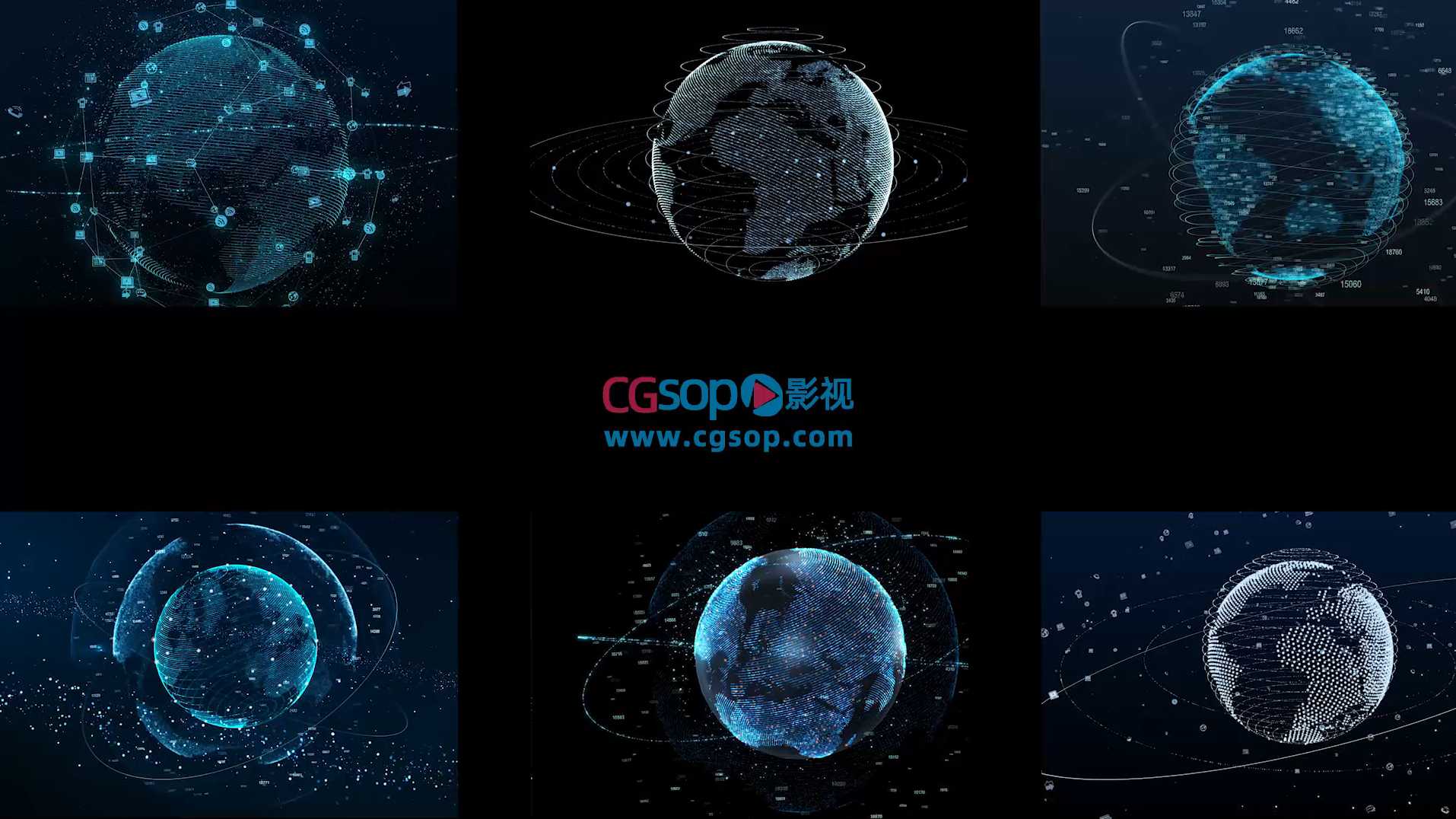 6款科技地球合集动画AE模板