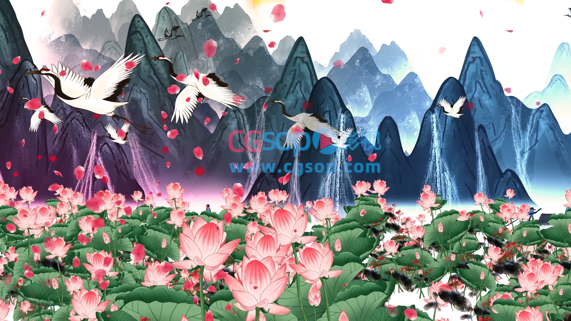 中国风元素手绘素材视频动画