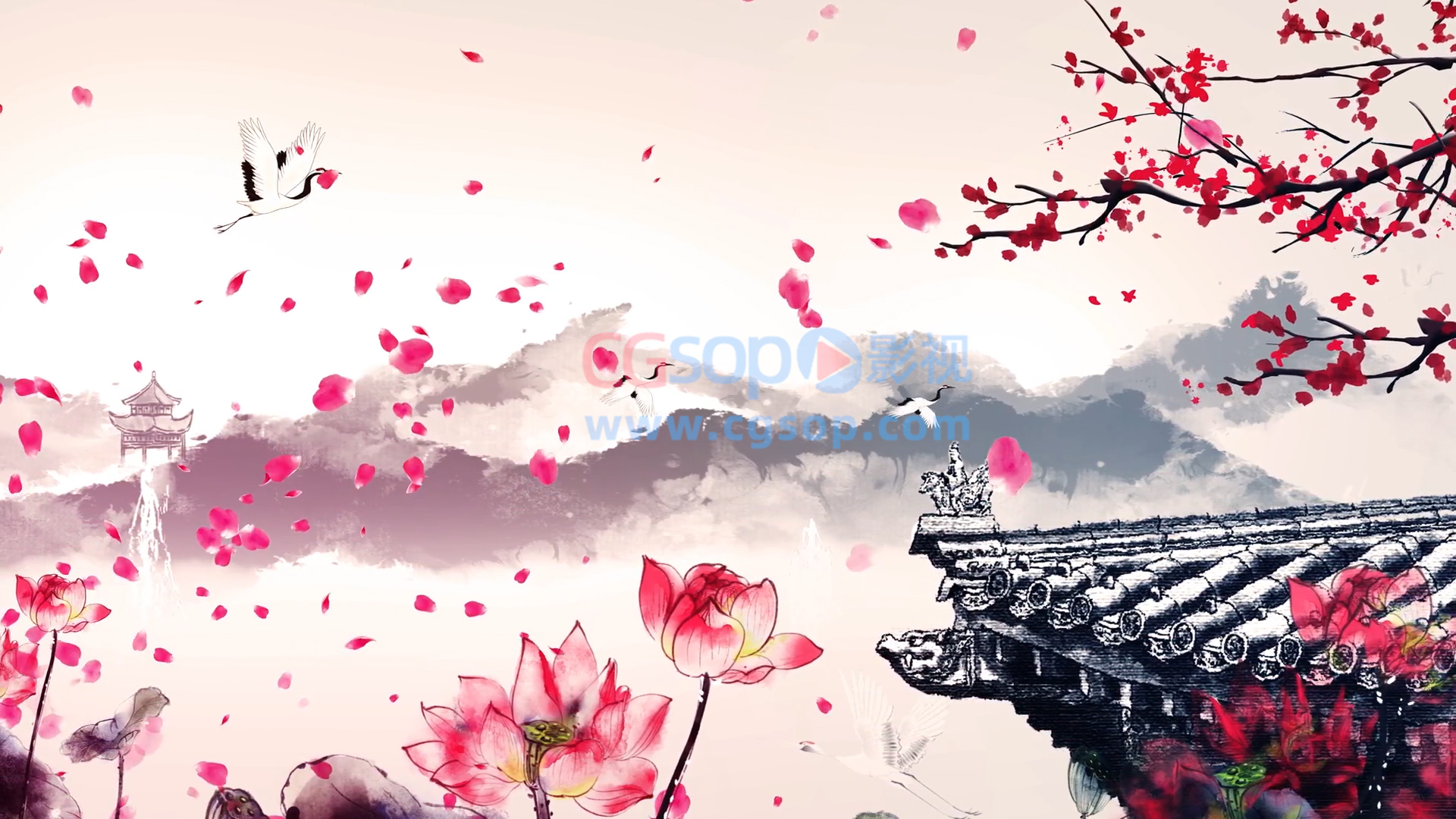 中国风元素手绘素材视频动画