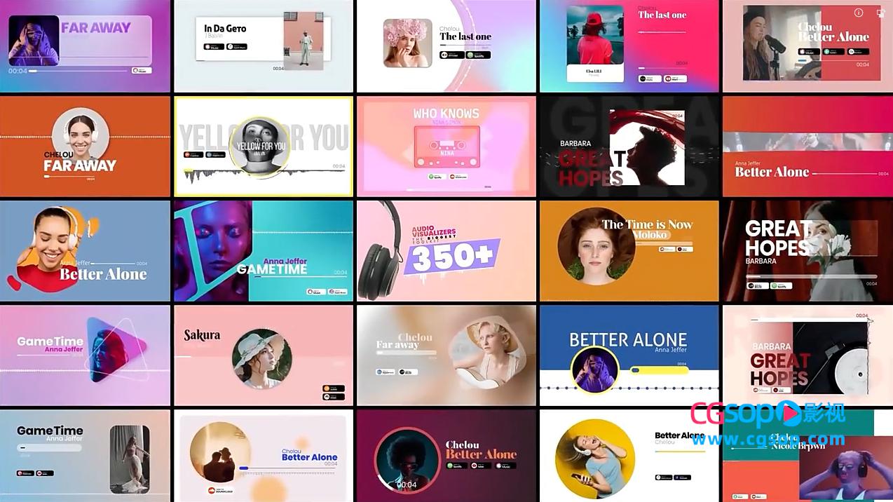 350个时尚音乐海报封面图形排版设计宣传动画