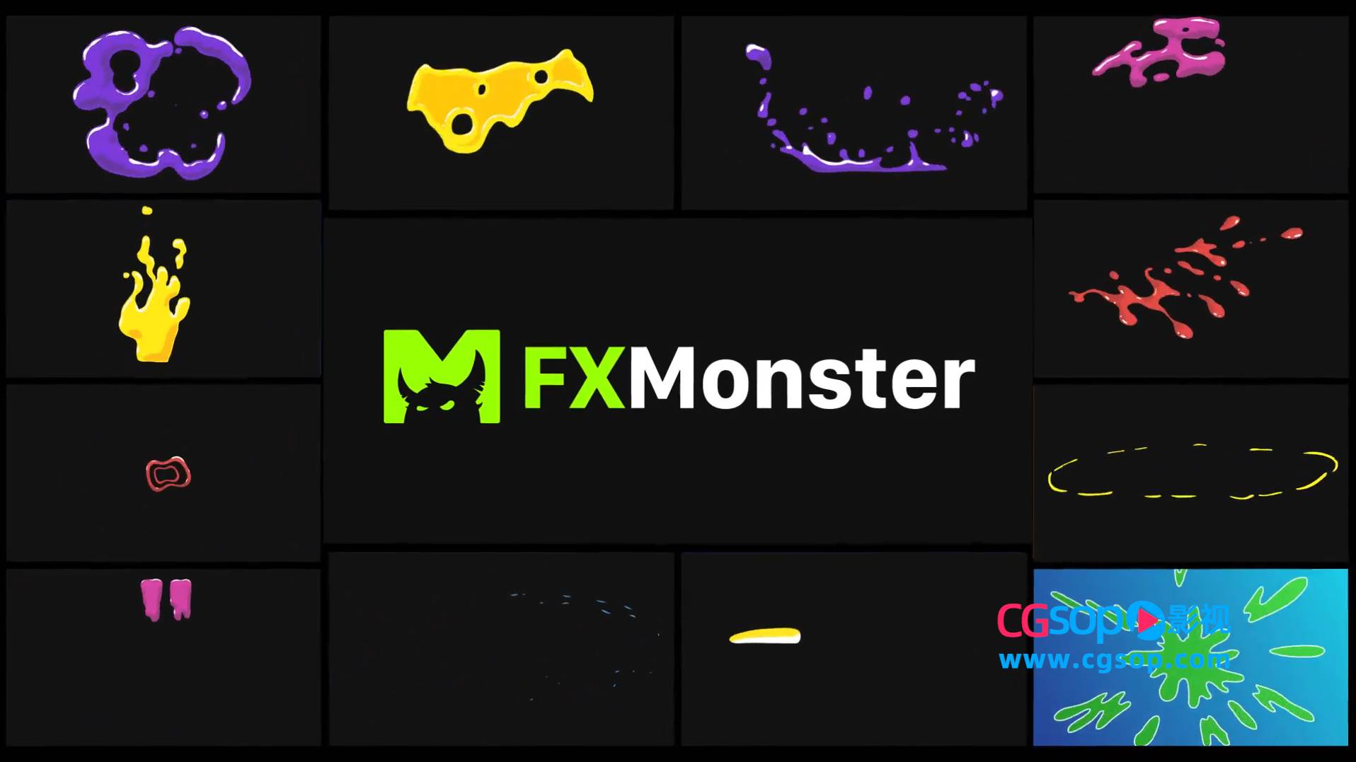 13组2d液体飞溅falsh水滴扩散气泡爆炸4K特效素材包Liquid FX