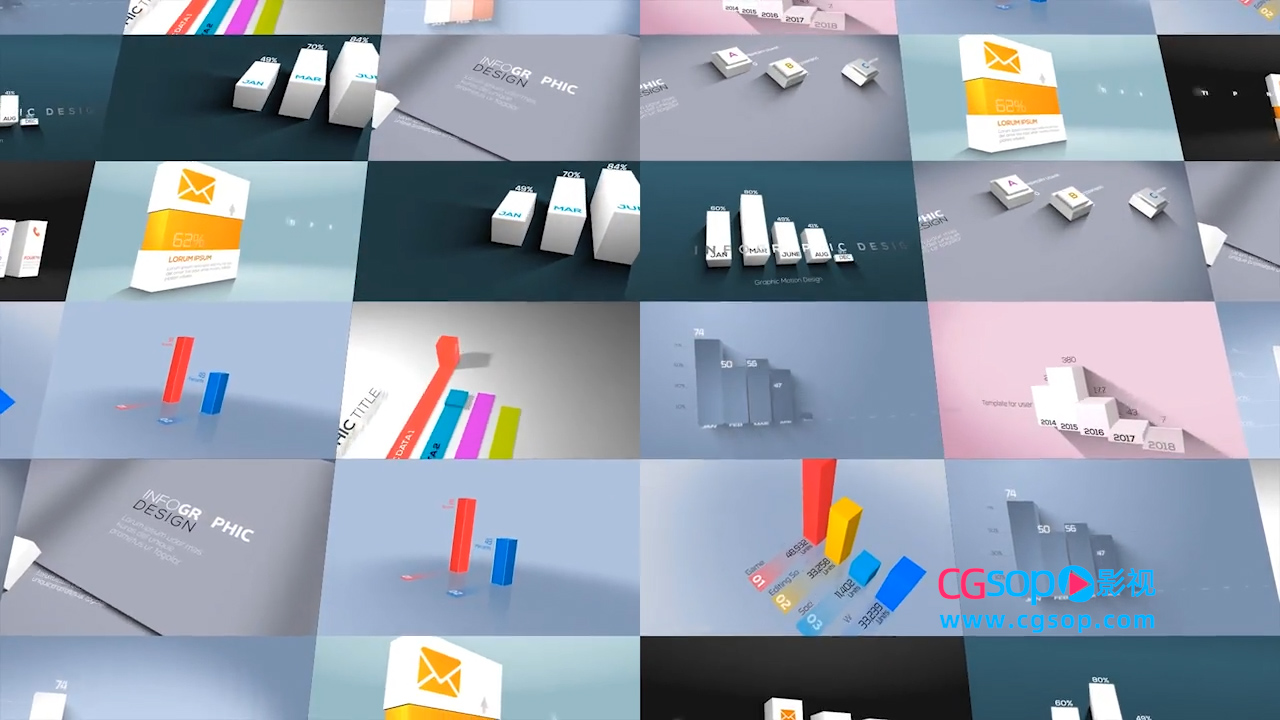 3D挤压效果的信息图表集