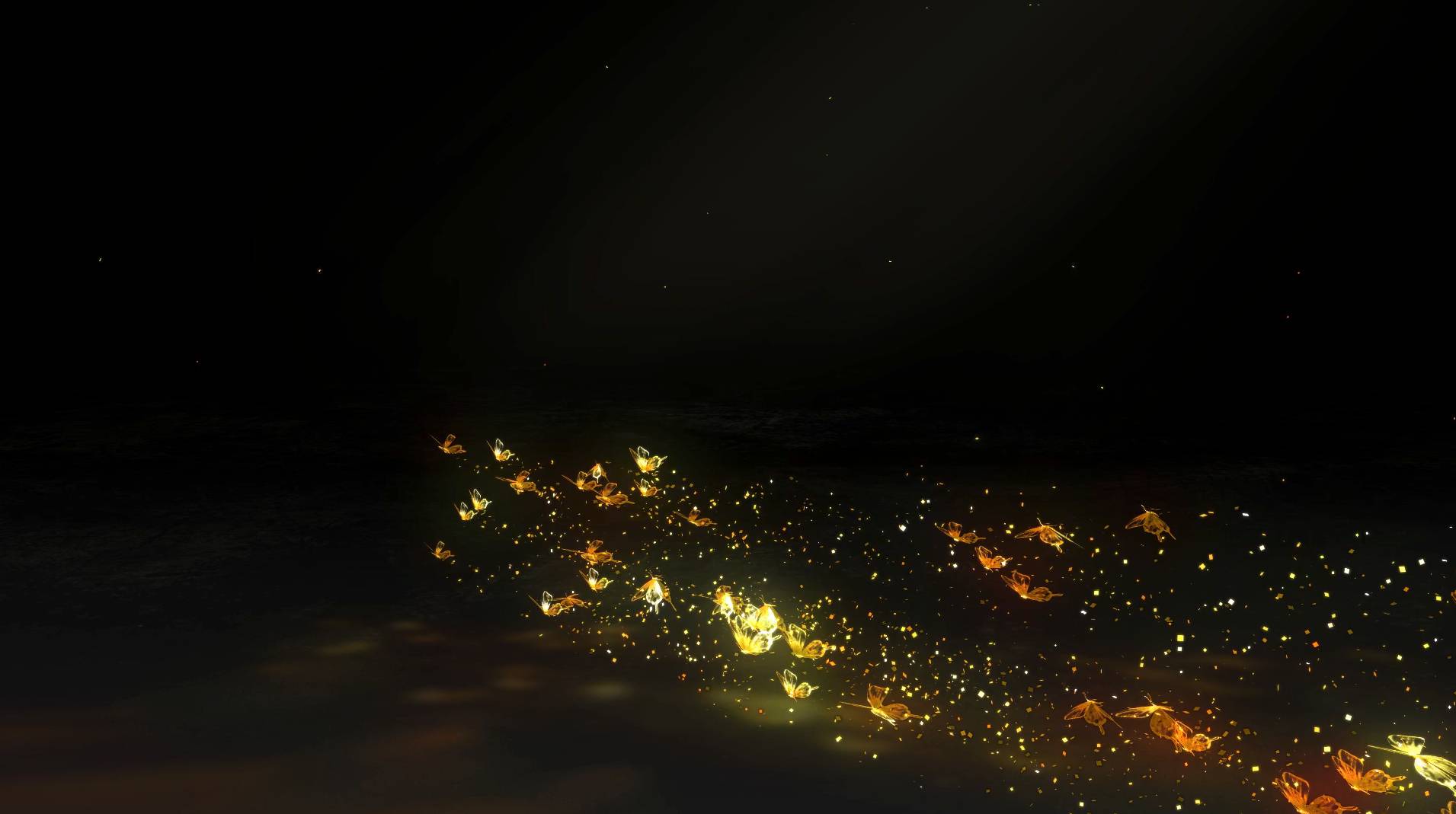 金色粒子蝴蝶飞舞logo动画