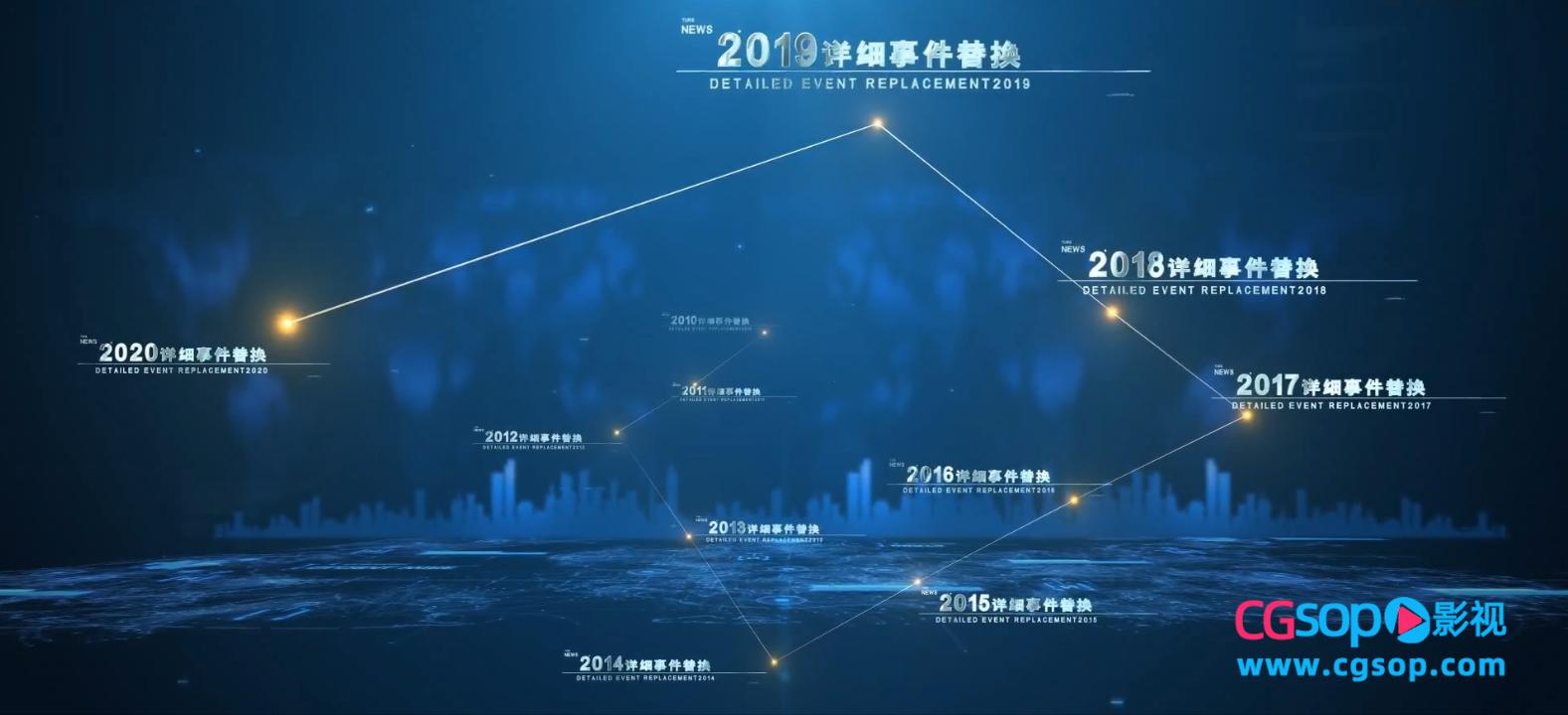 大气科技大事件连线展示AE模板