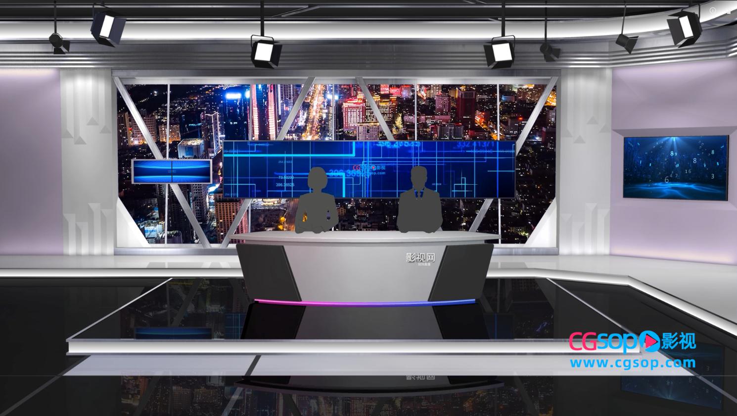 虚拟直播演播室背景AE模板