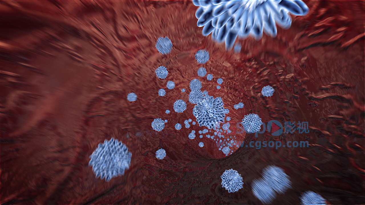 3D建模医疗治疗粒子进入大肠血管血液视频素材