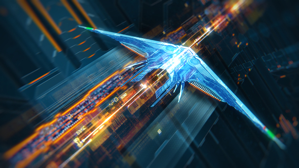 史诗般的科技技术穿梭开场片头和图像幻灯片展示特效