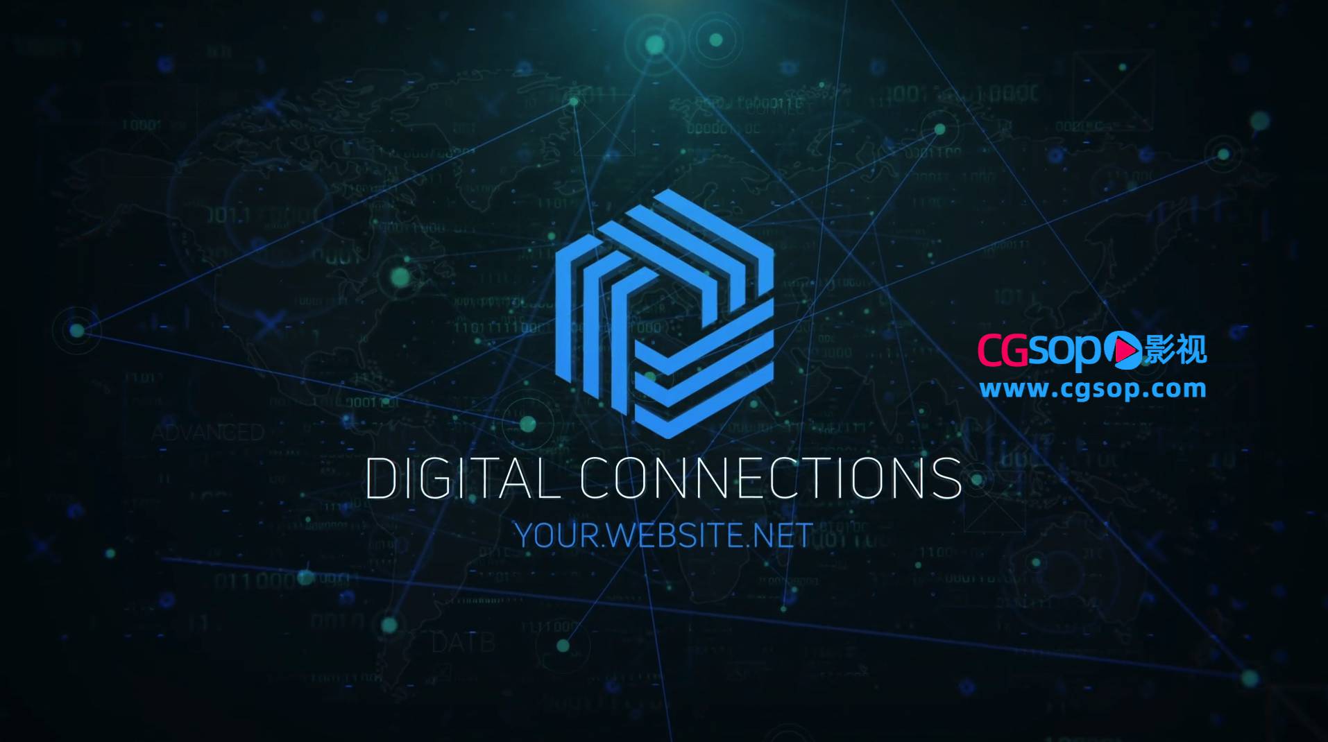时长仅10秒的数字点线连接科技标志入场展示开场