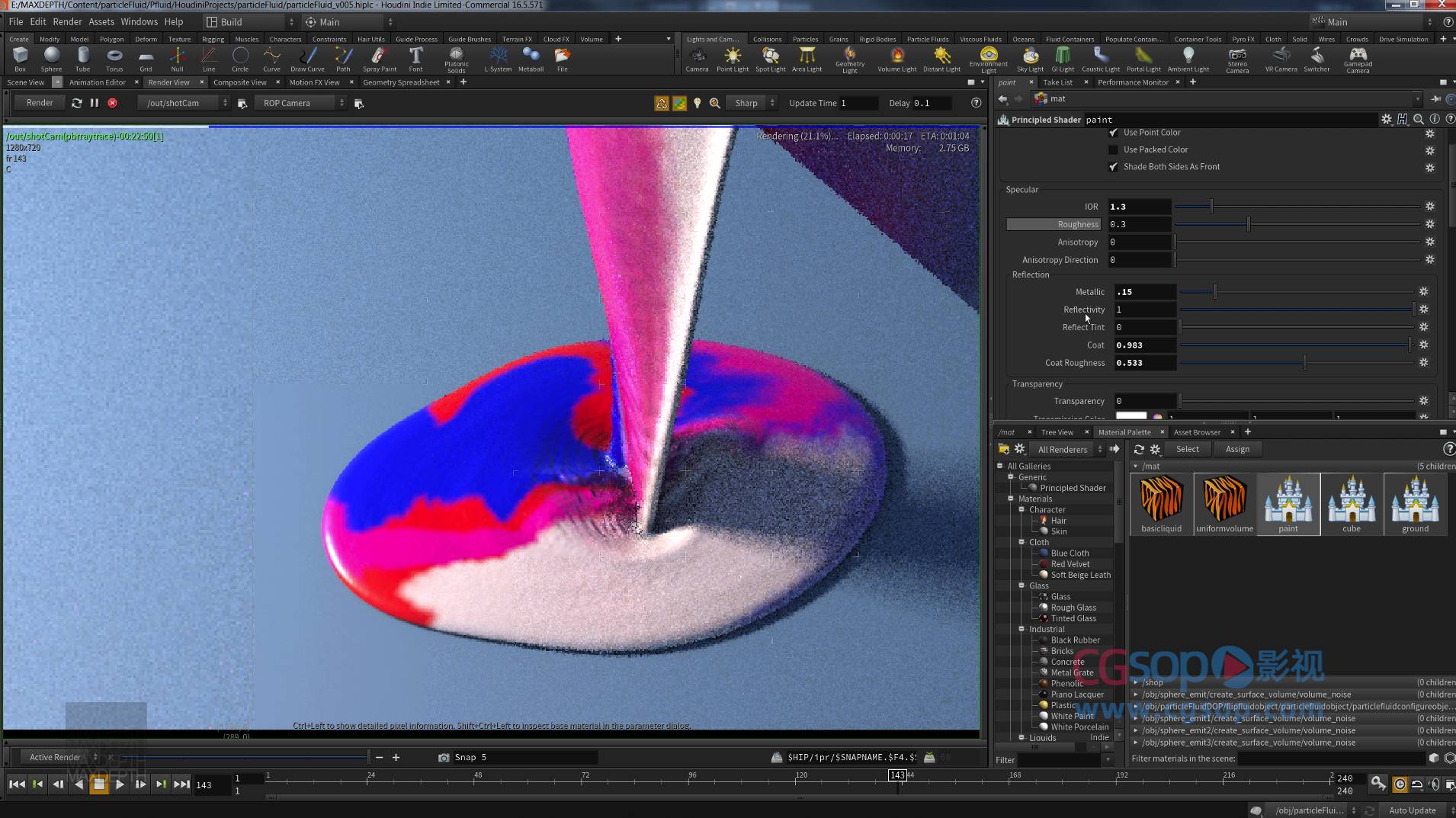 Houdini 粒子制作流体视频教程