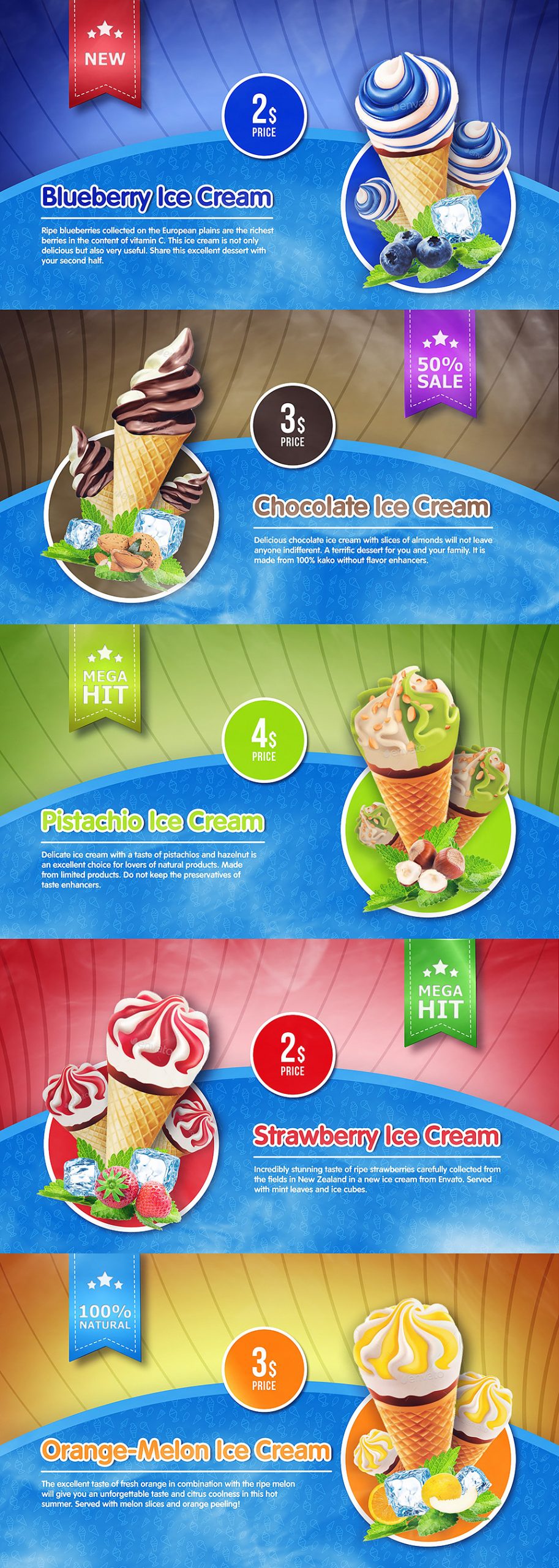 各式冰淇淋广告菜单