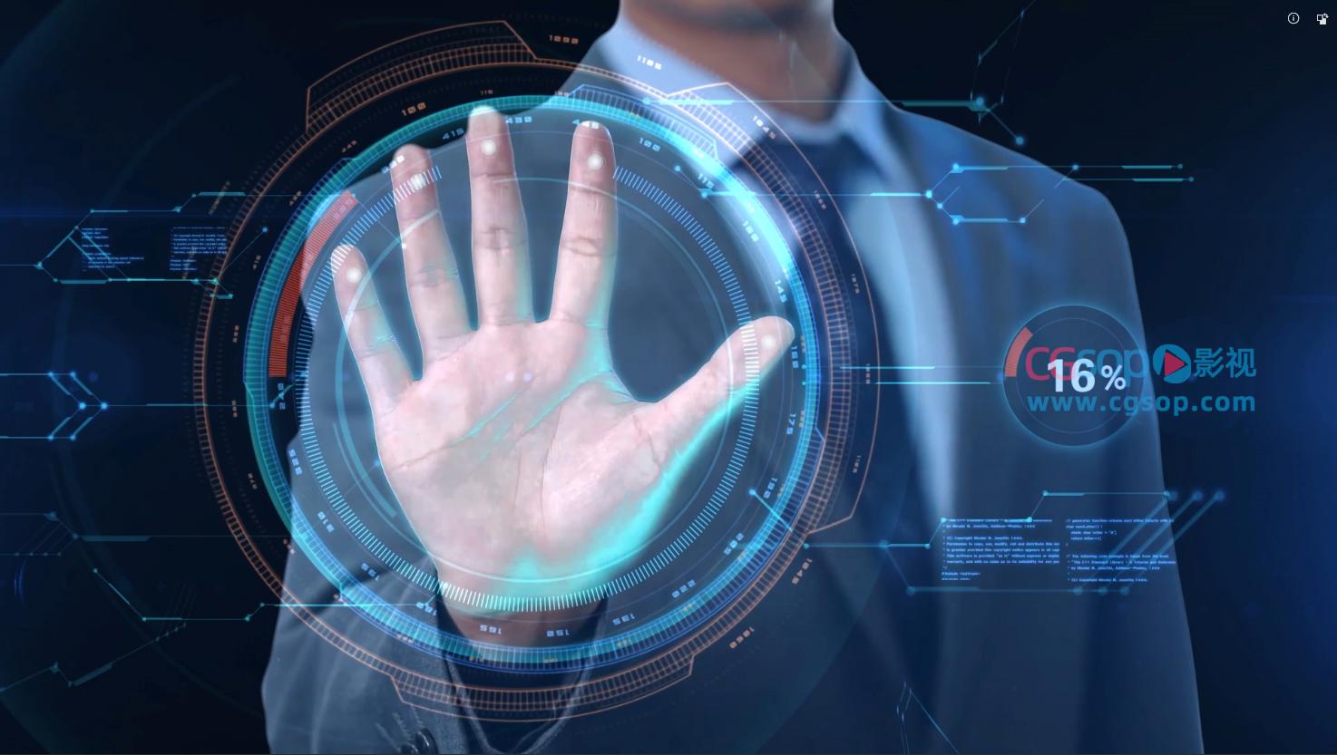 全息手掌触摸指纹解锁片头AE模板