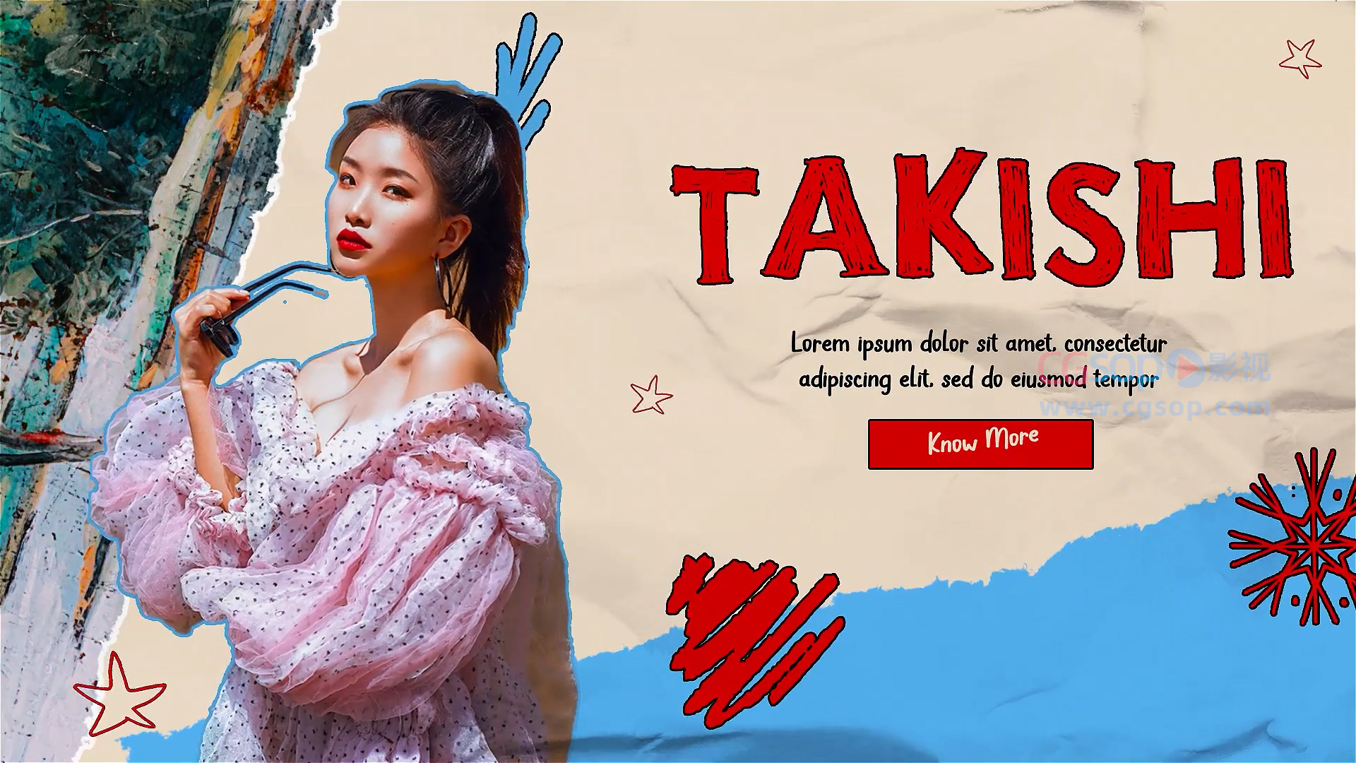 卡通定格动画水彩广告-AE模板