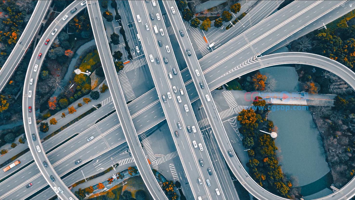 4K震撼航拍移动延时杭州立交桥车流