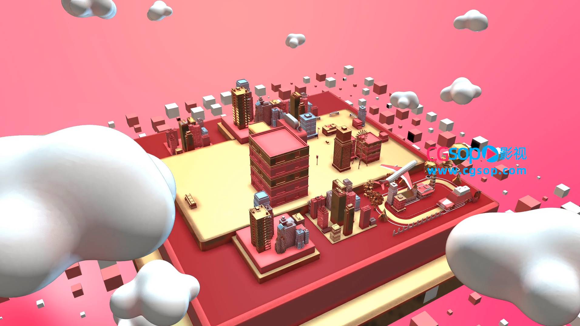 粉色城堡38女神节购物节片头AE模板