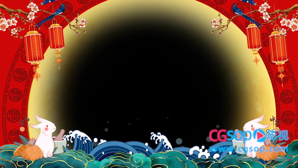 4K中秋佳节喜庆边框相框动画元素