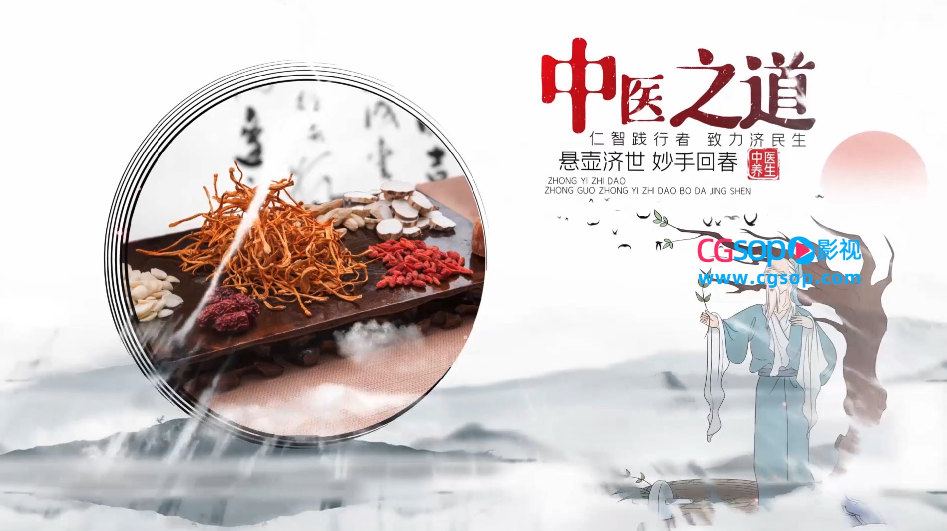 古风中医传统文化图文宣传片头AE模板