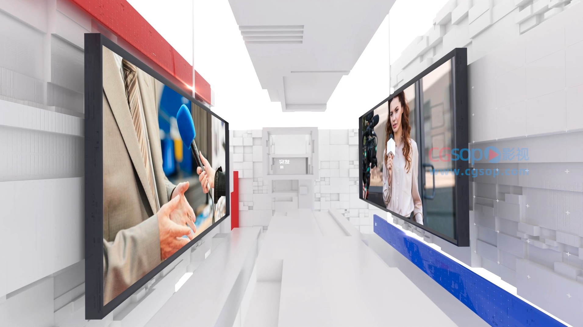 3D电视频道突发新闻开场栏目包装AE模板