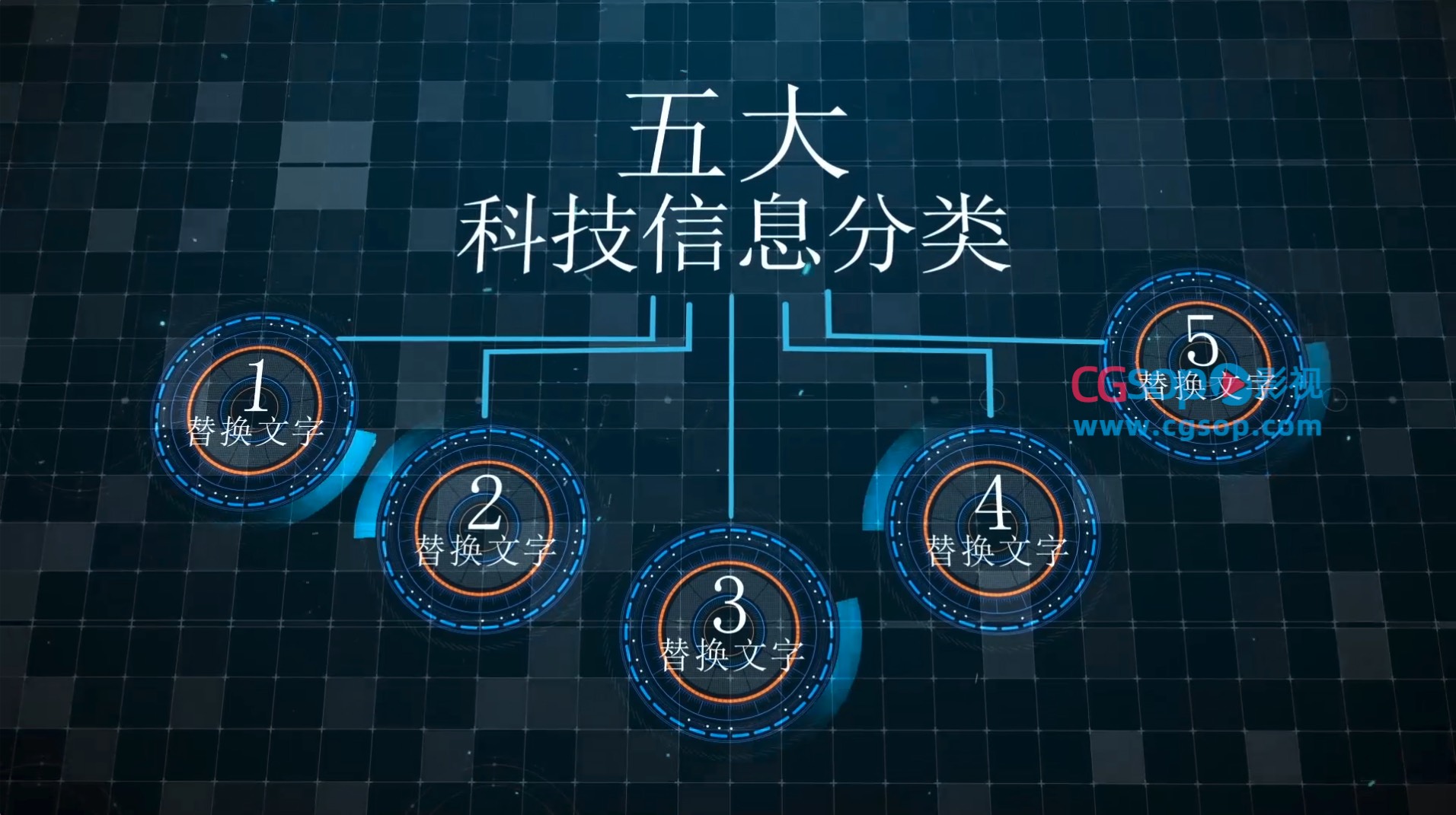 企业科技信息文字分类展示AE模板