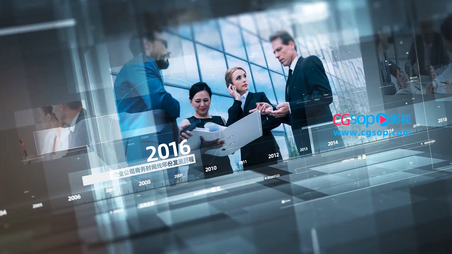 商务科技企业时间线图文演示动画AE模板