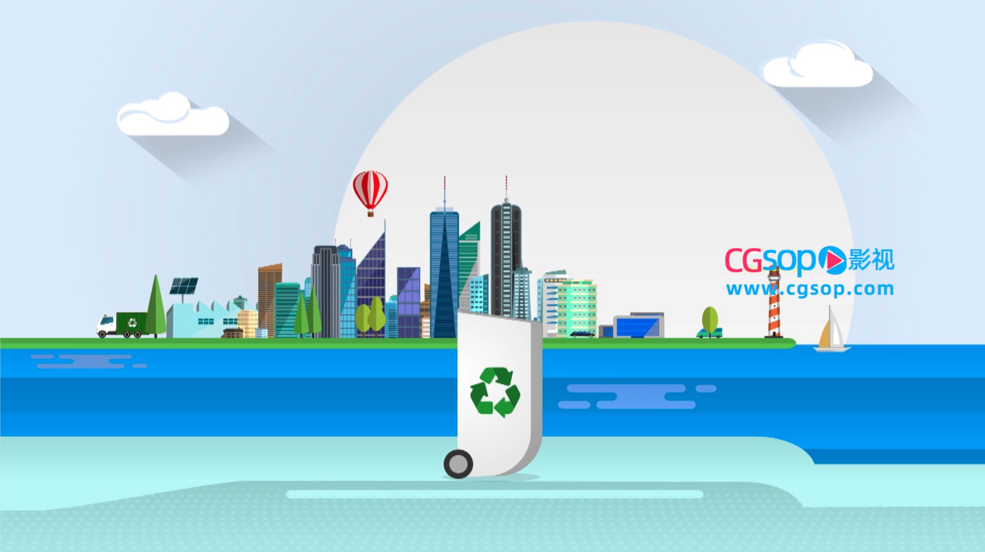 垃圾分类保护环境绿色片头AE模板