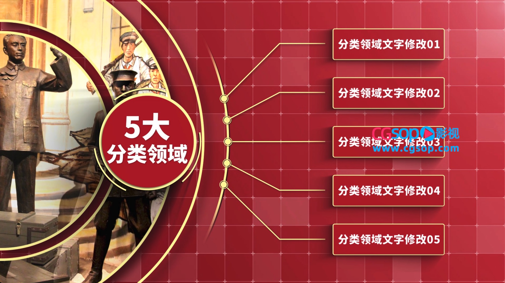 党政组织架构分类AE模板展示