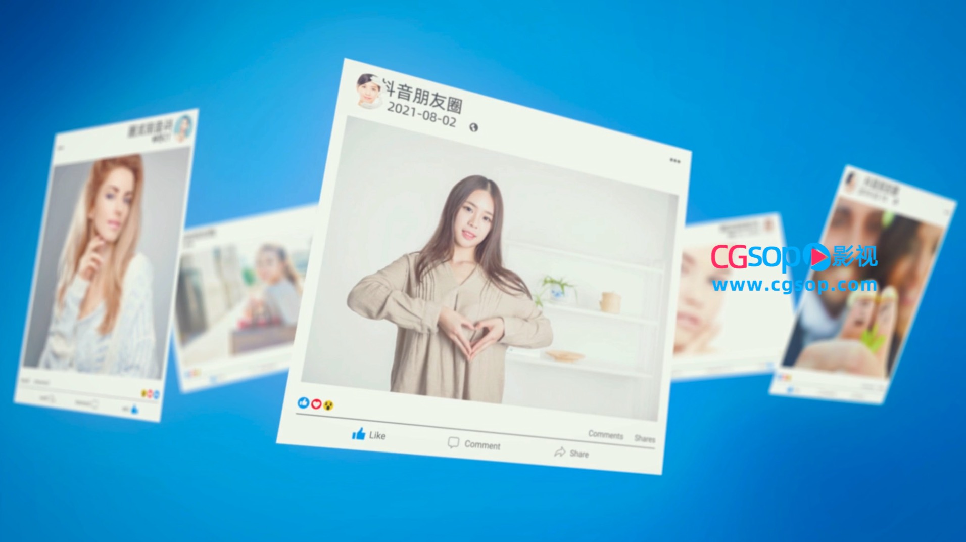 社交媒体平台相册展示AE模板