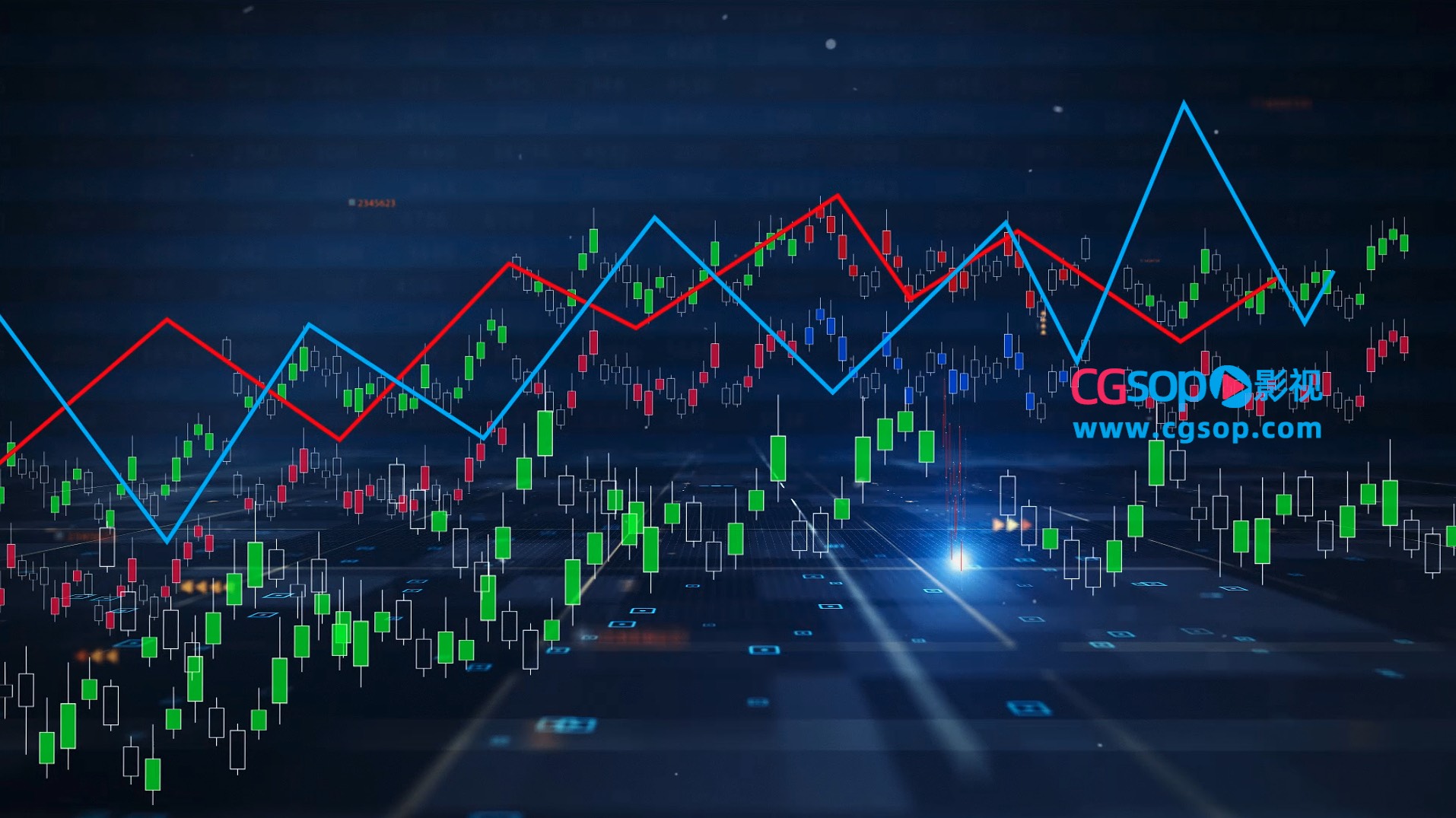 股票数字线条视频背景AE模板