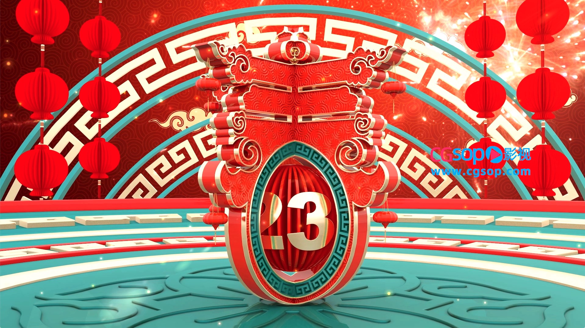 新春素材兔年循环播放开场