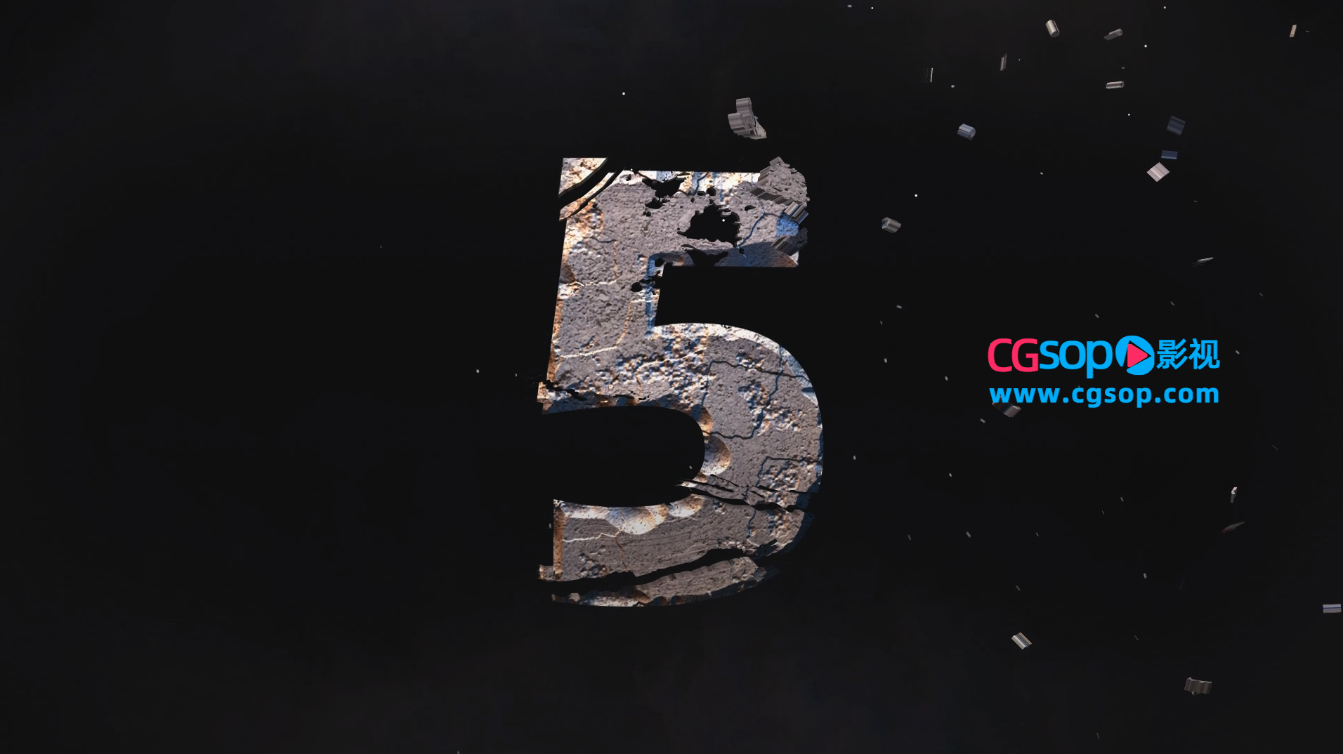 震撼撞击破碎数字倒计时特效动画AE模板