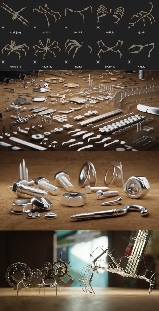 三维零部件机械生物模型Blender预设 Mechanical Creature Kit Pro V1.1