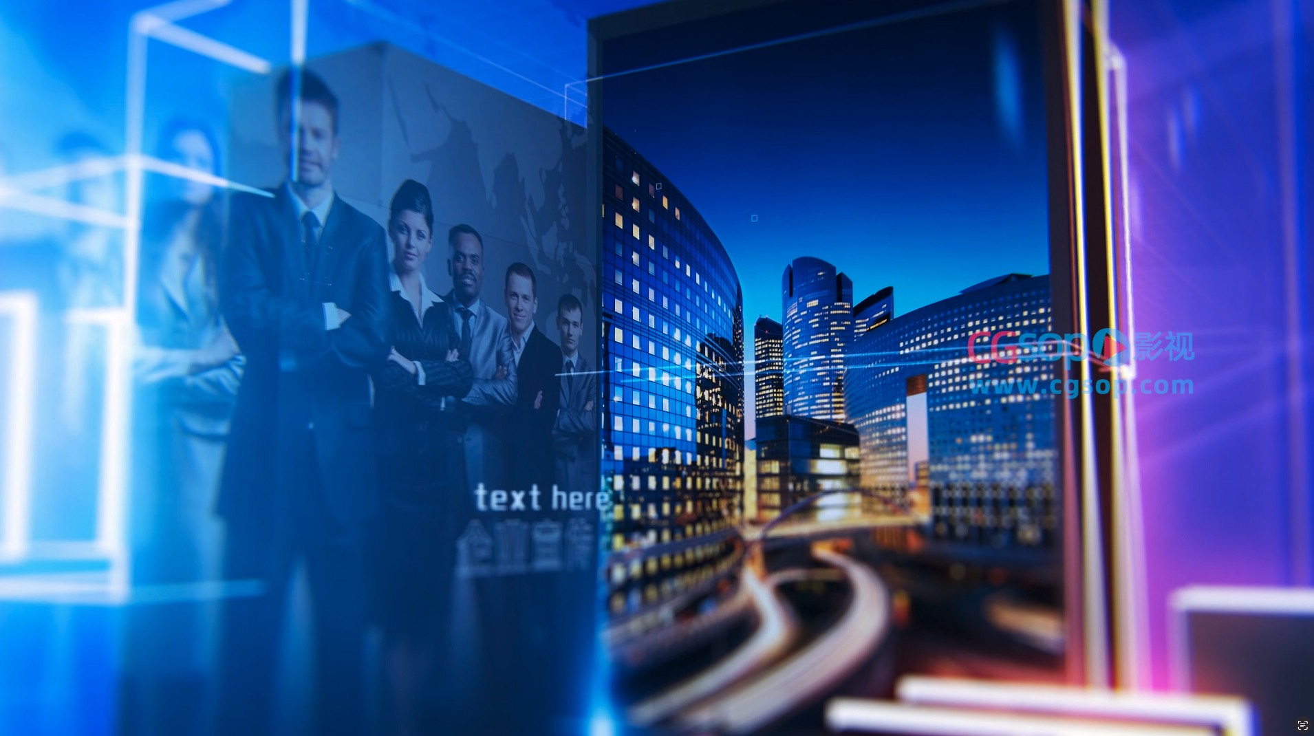 科技感多图片头AE模板