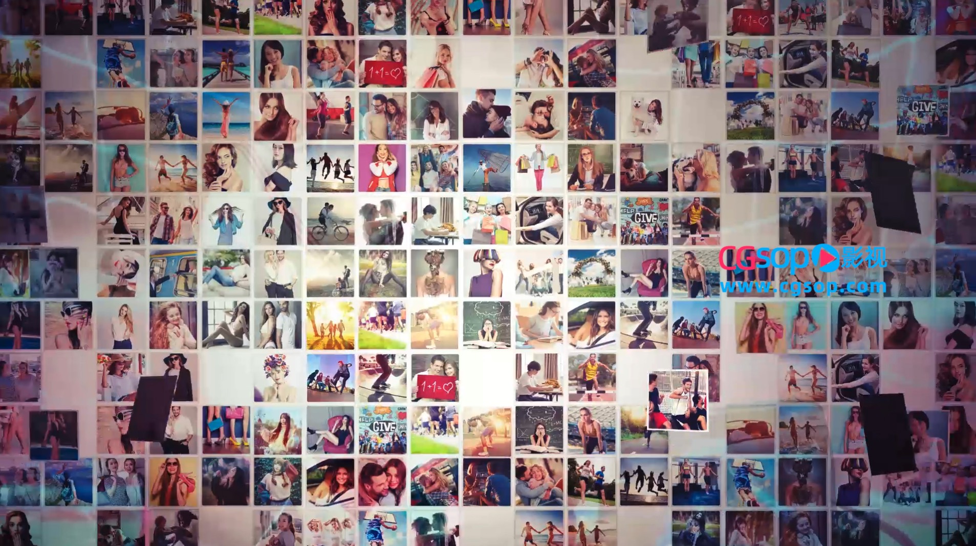 堆叠照片墙相册展示动画AE模板