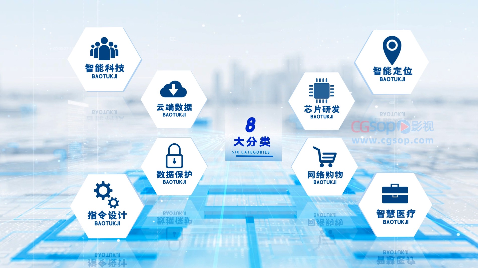 企业科技粒子分类框架AE模板