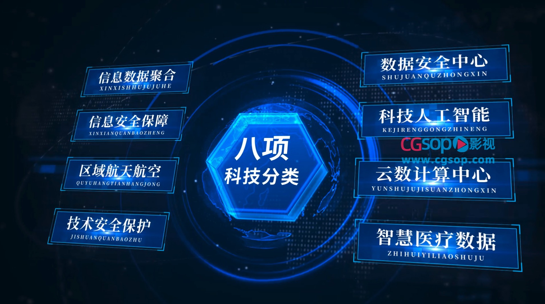 粒子科技分类文字展示AE模板