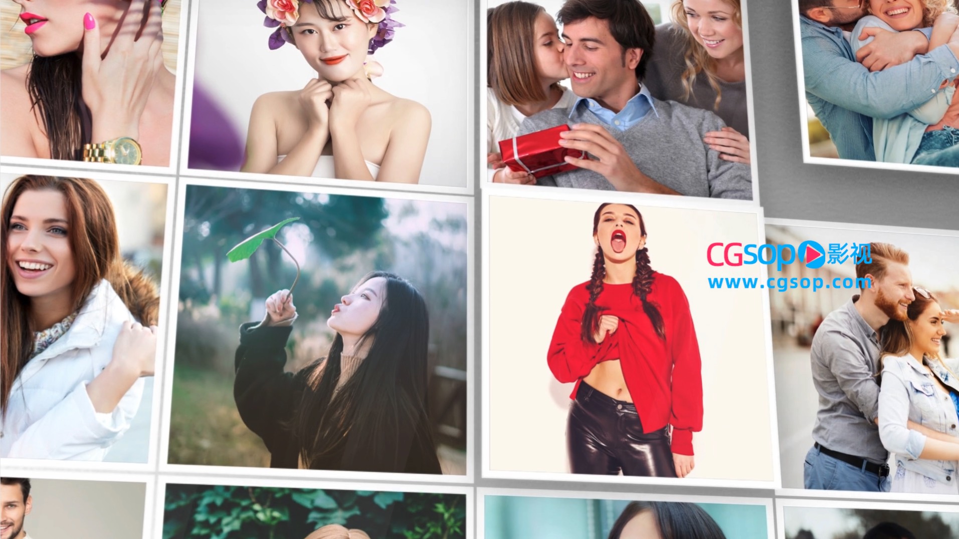 拼贴照片墙logo片头AE模板