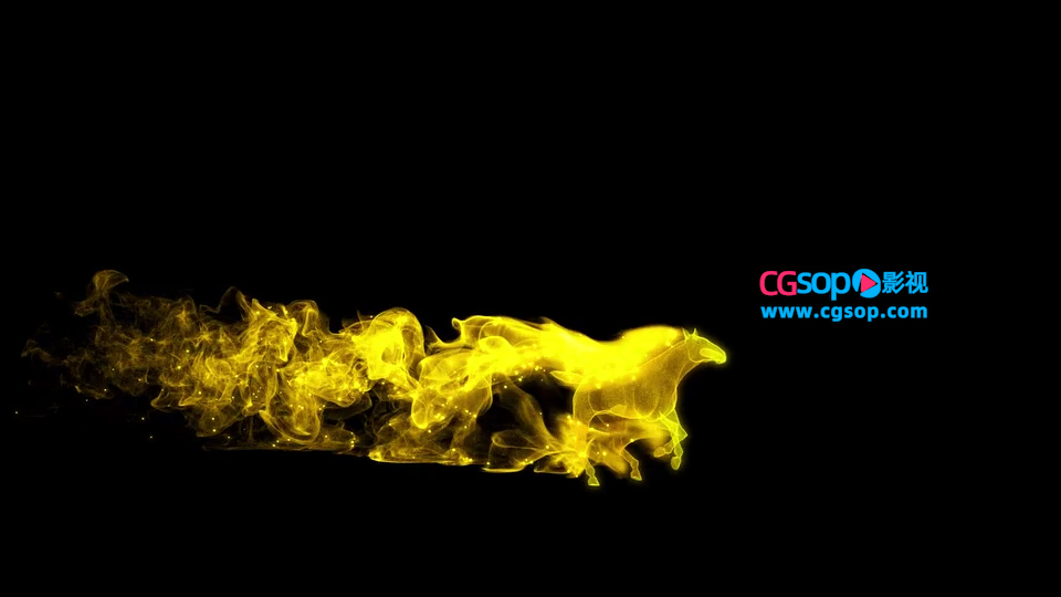 金色粒子马奔腾LOGO Reveal -达芬奇模板