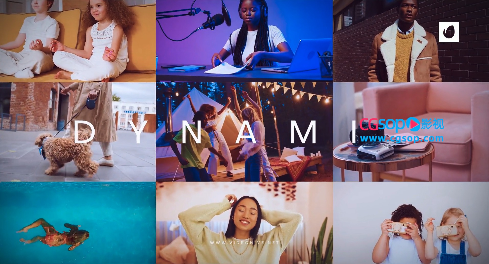 平滑拼贴影像剪辑展示动画