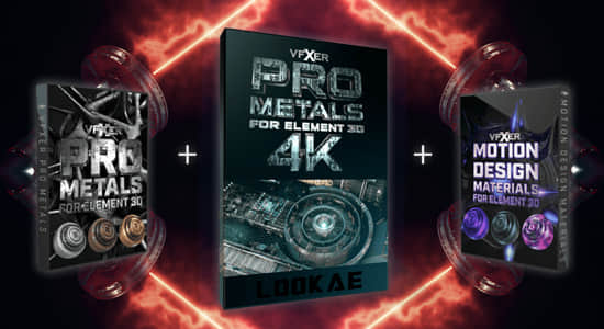 三套783种运动设计科幻金属E3D材质纹理贴图预设包 VFXER Element 3D Materials Bundle