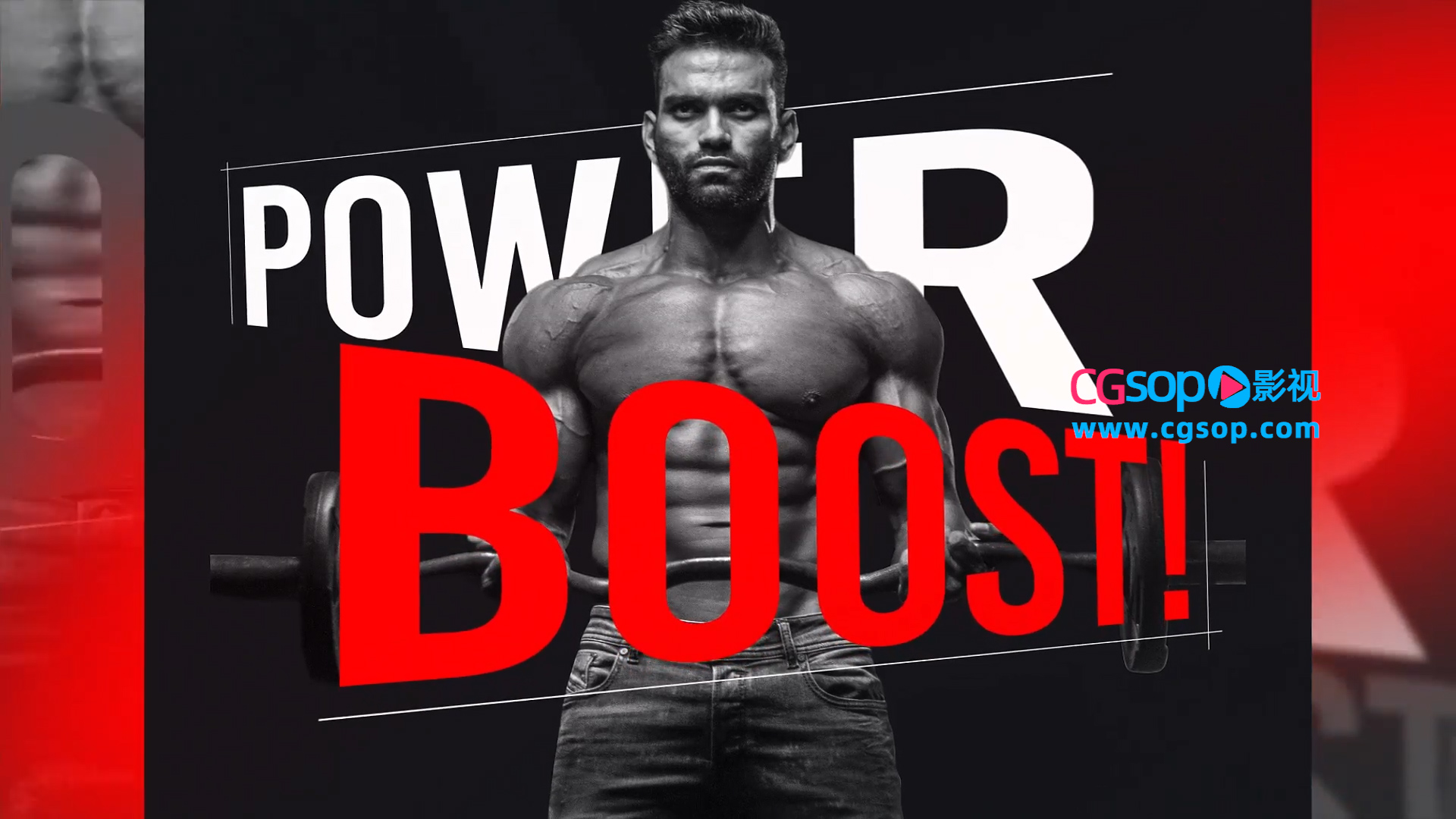 抠像体育人物和大标题的创意排版开场AE模板