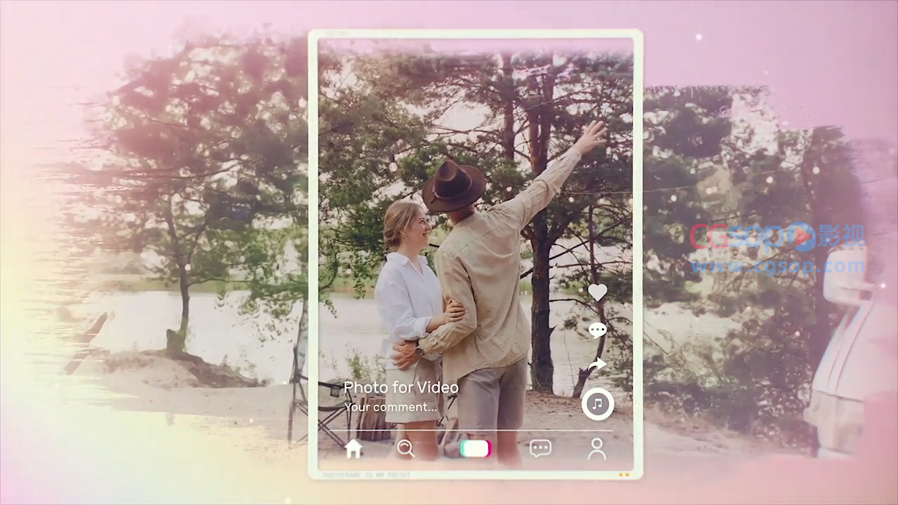 手机框线条 TikTok 回忆水墨效果AE模板