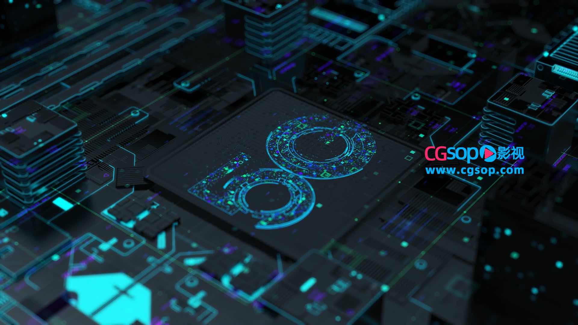 电路cpu数字科技动画AE模板