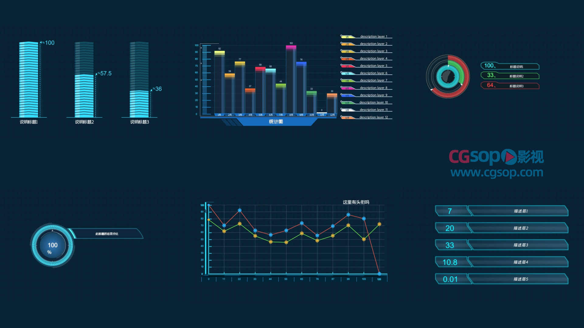 7款未来派科技信息图表AE模板