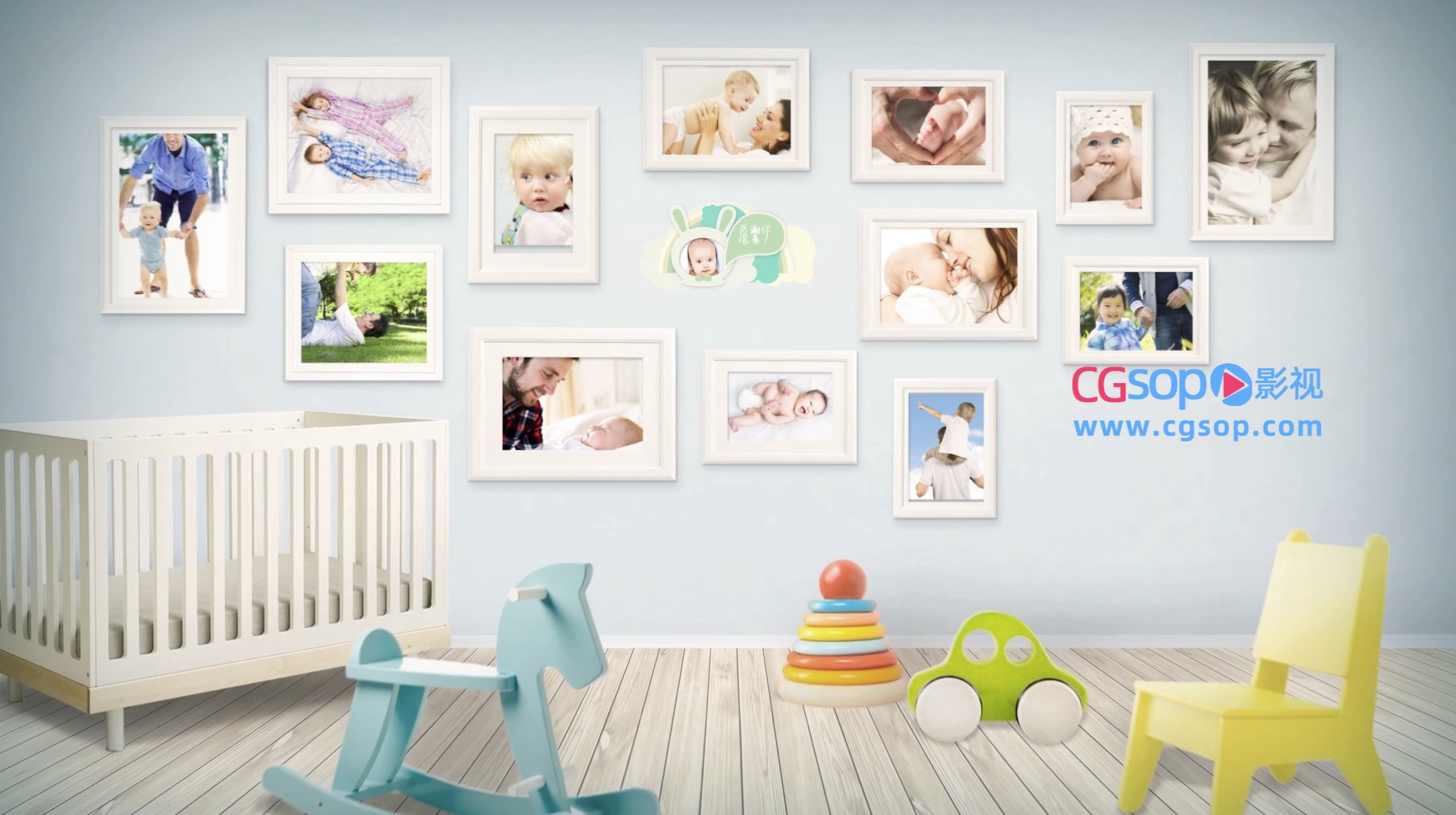 可爱卡通宝贝成长相册AE模板