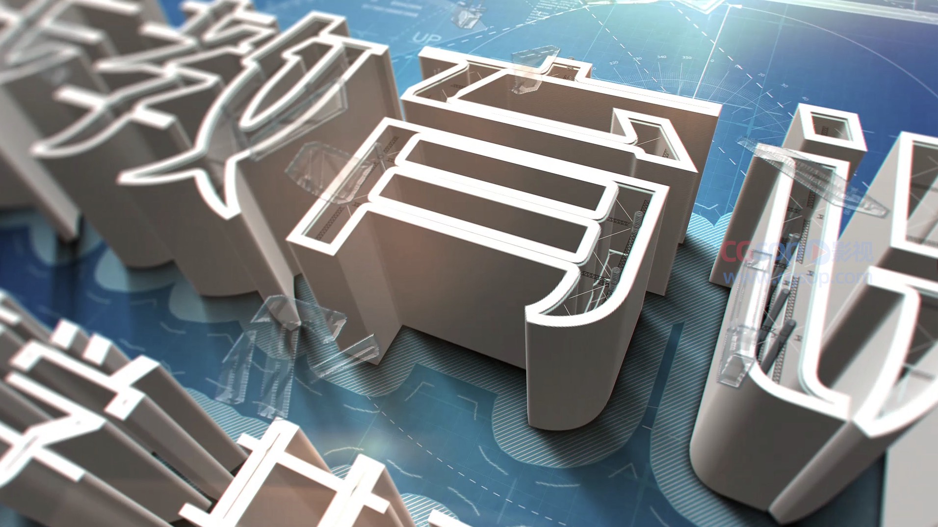 大气三维在线教育文字生长动画演绎片头AE模板