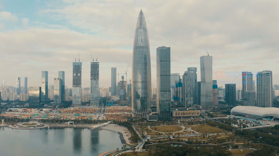 航拍城市素材地标建筑高楼大厦