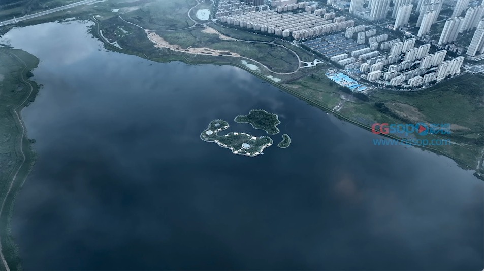 航拍城市大楼鸟瞰全市素材