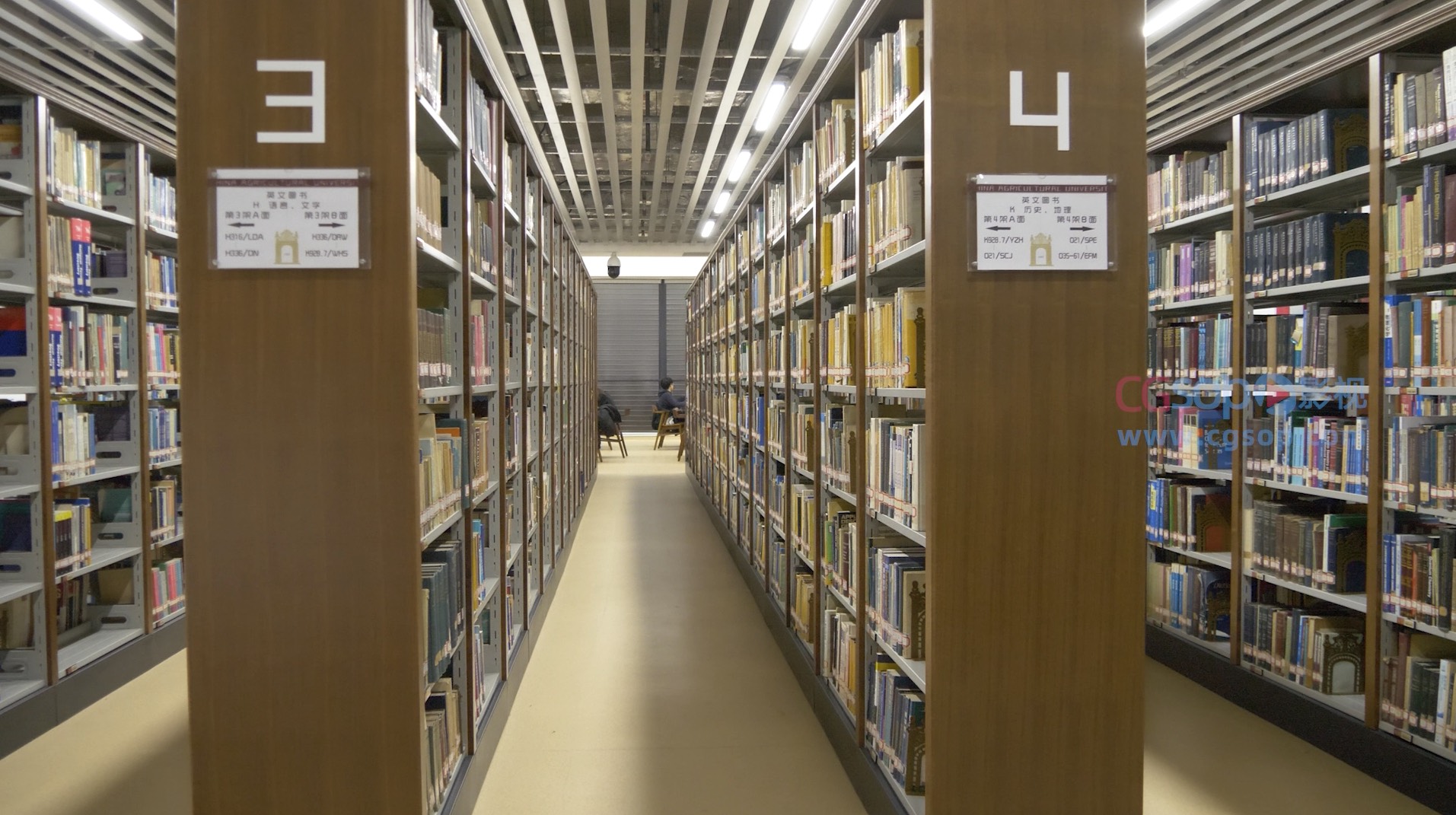 安静的图书馆内部学生学习