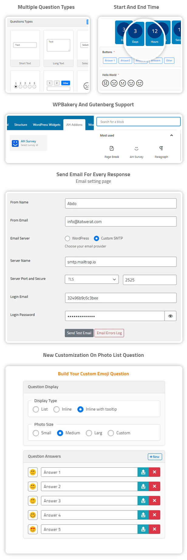 AH调查- wordpress调查生成器与多个问题类型