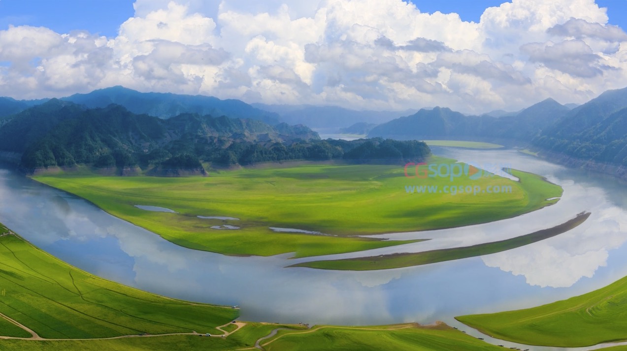 山水河流风光视频素材