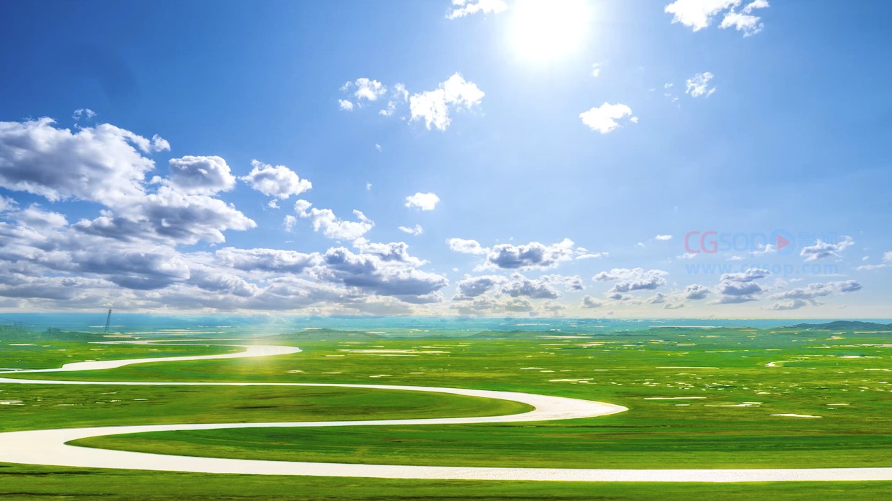 草原曲水自然风光视频素材